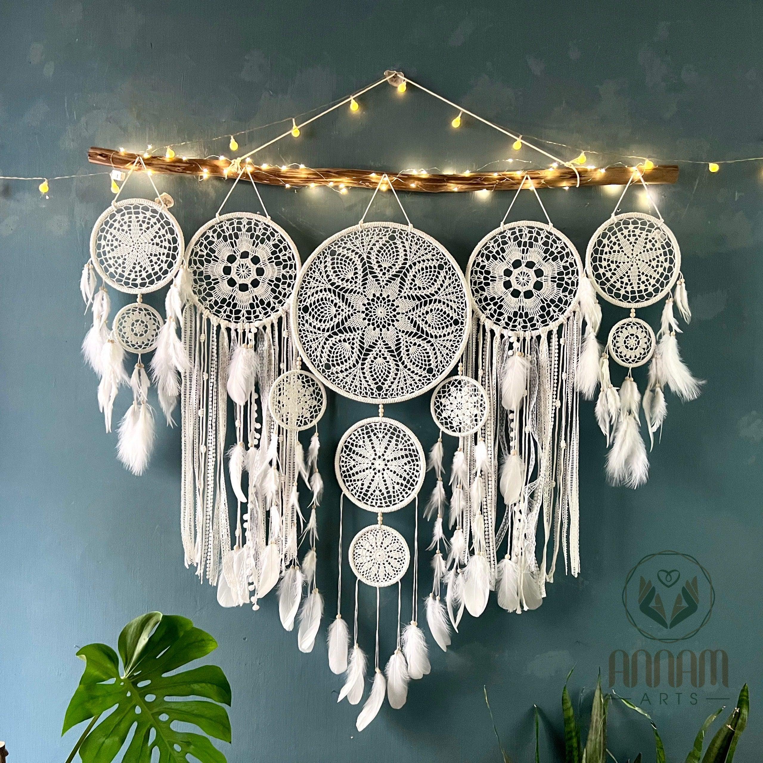 Large dreamcatcher set for wall hanging in natural color (Brown)- SD07