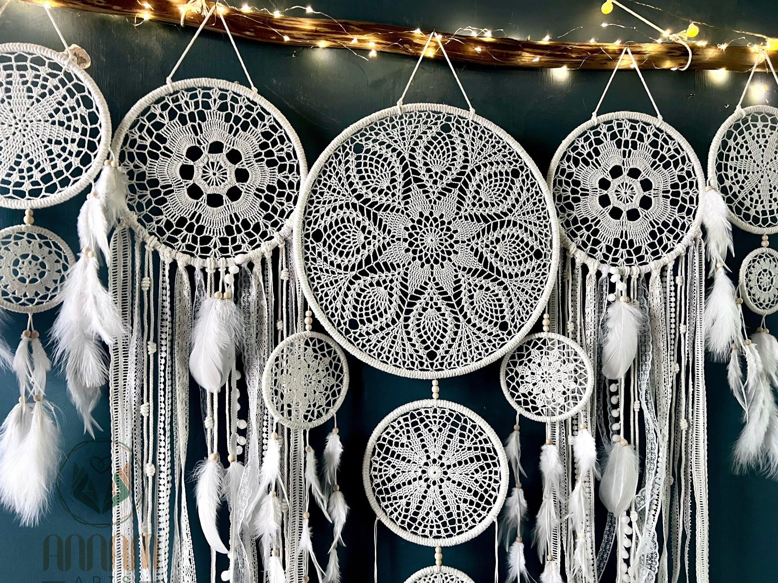 Large dreamcatcher set for wall hanging in White - SD07