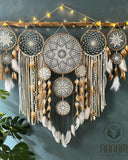 Large dreamcatcher set for wall hanging in natural color (Brown)- SD07