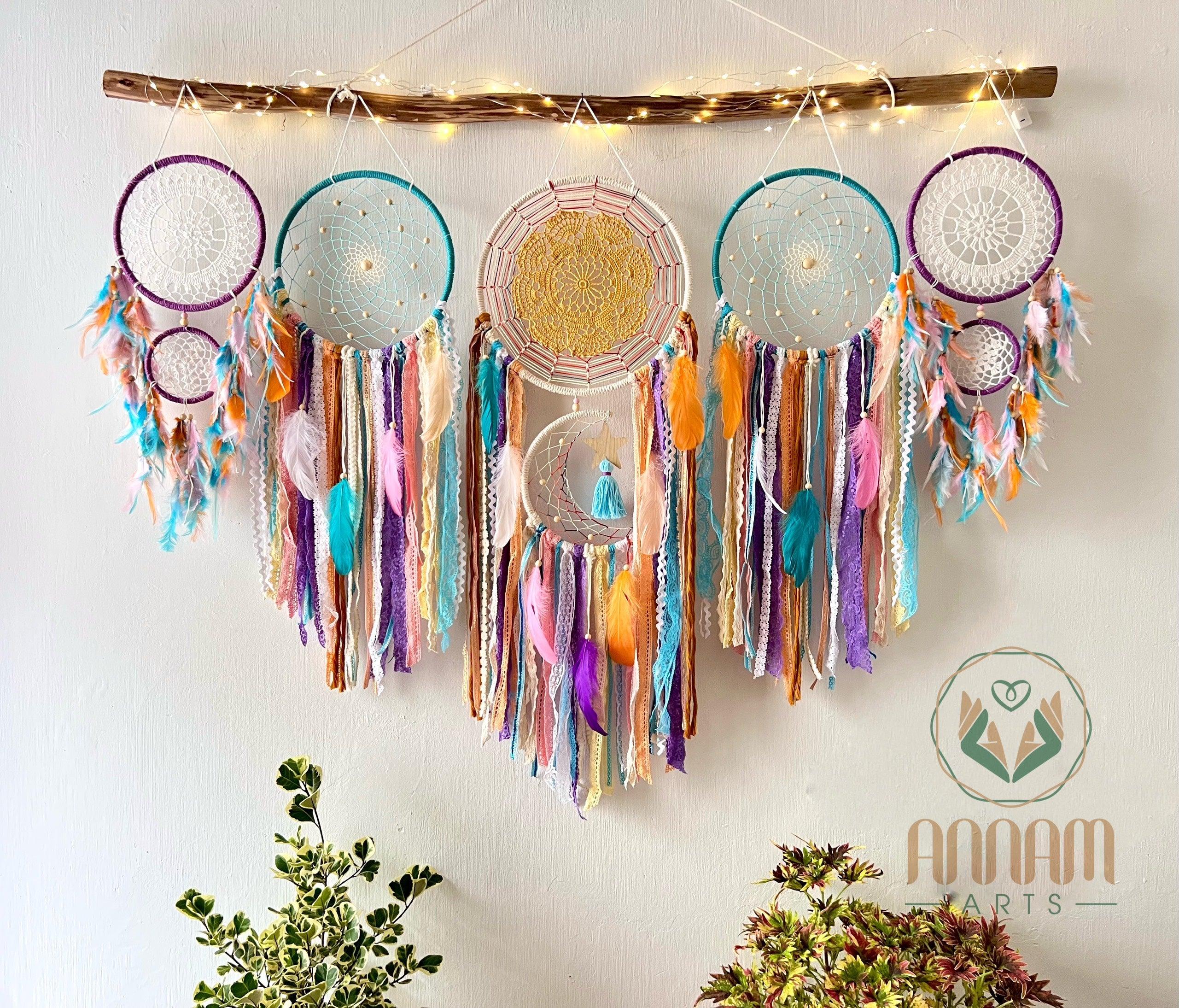 Large colorful dreamcatcher set moon and stars SD08