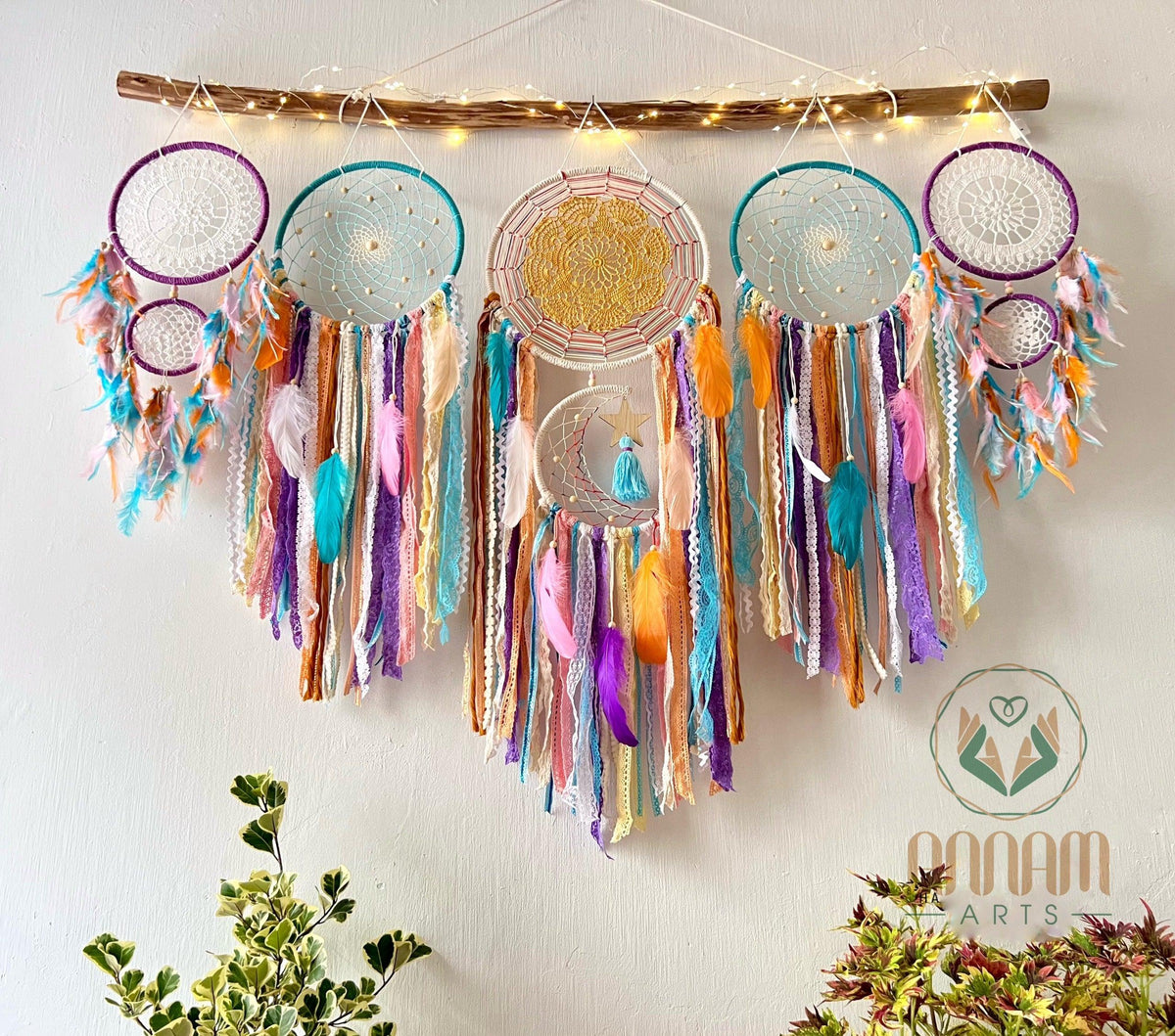 Large dreamcatcher set colorful moon and stars SD08