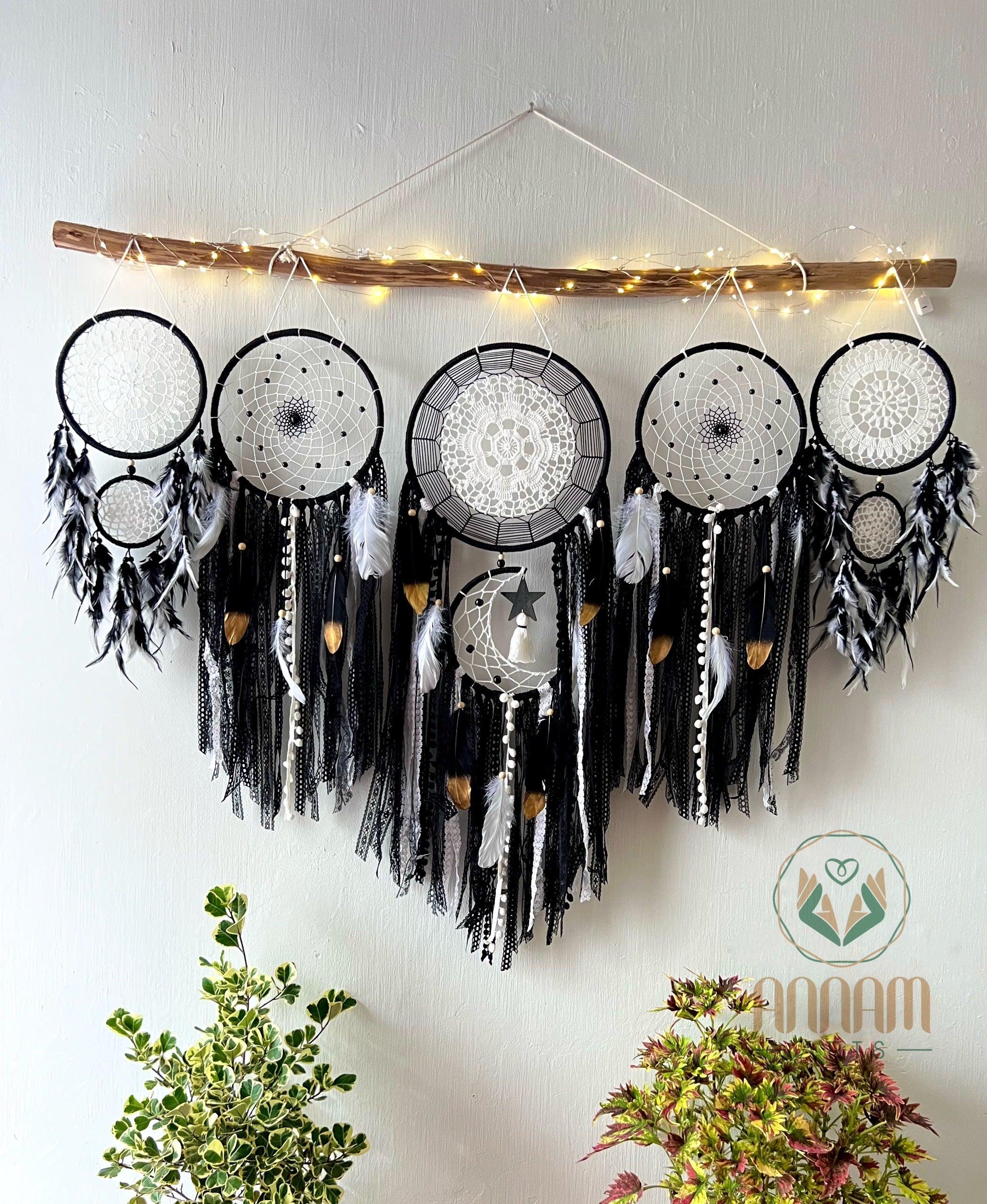 Large orange dreamcatcher set moon and stars SD08