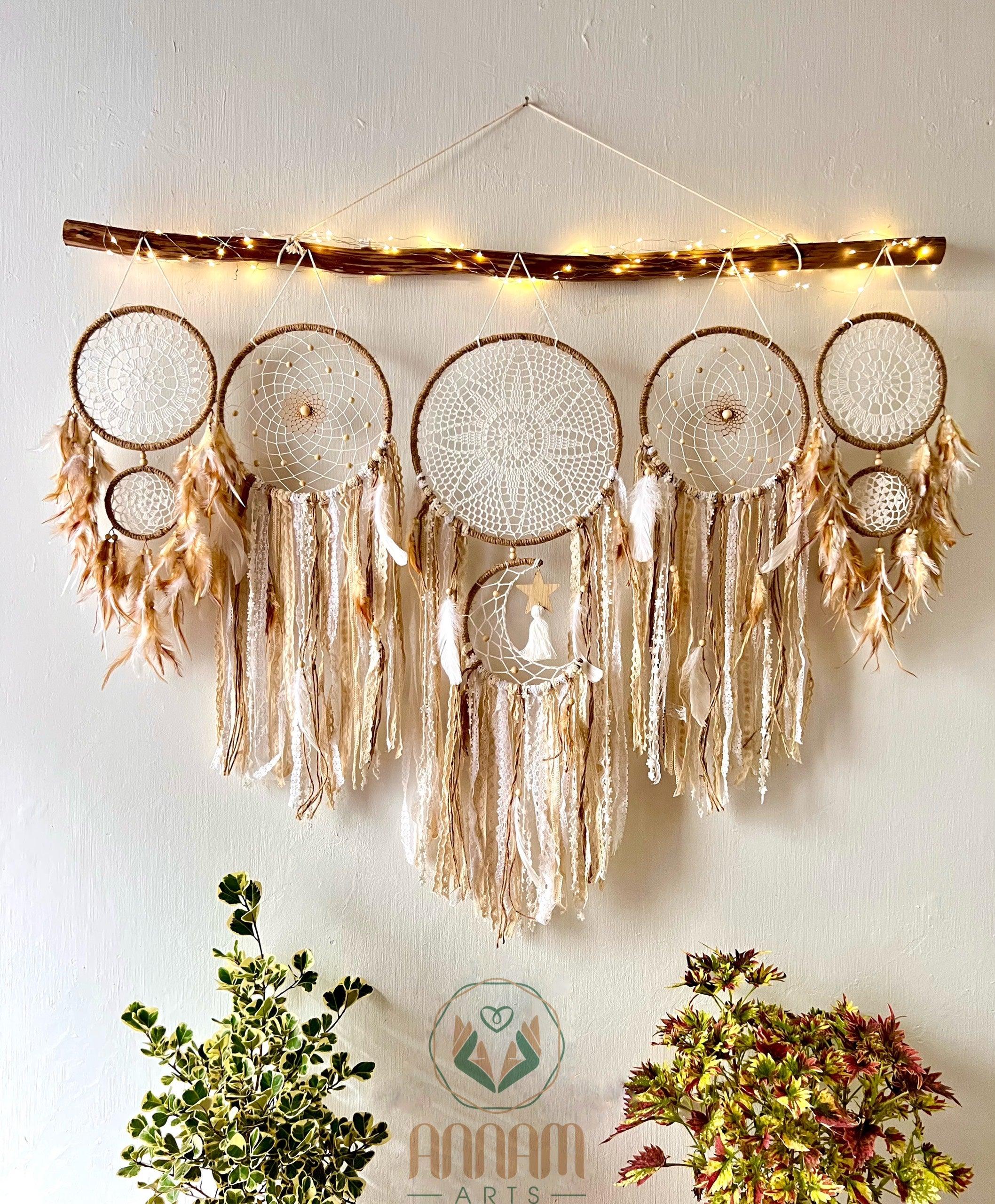 Large orange dreamcatcher set moon and stars SD08