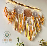 Large orange dreamcatcher set moon and stars SD08