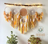 Large orange dreamcatcher set moon and stars SD08