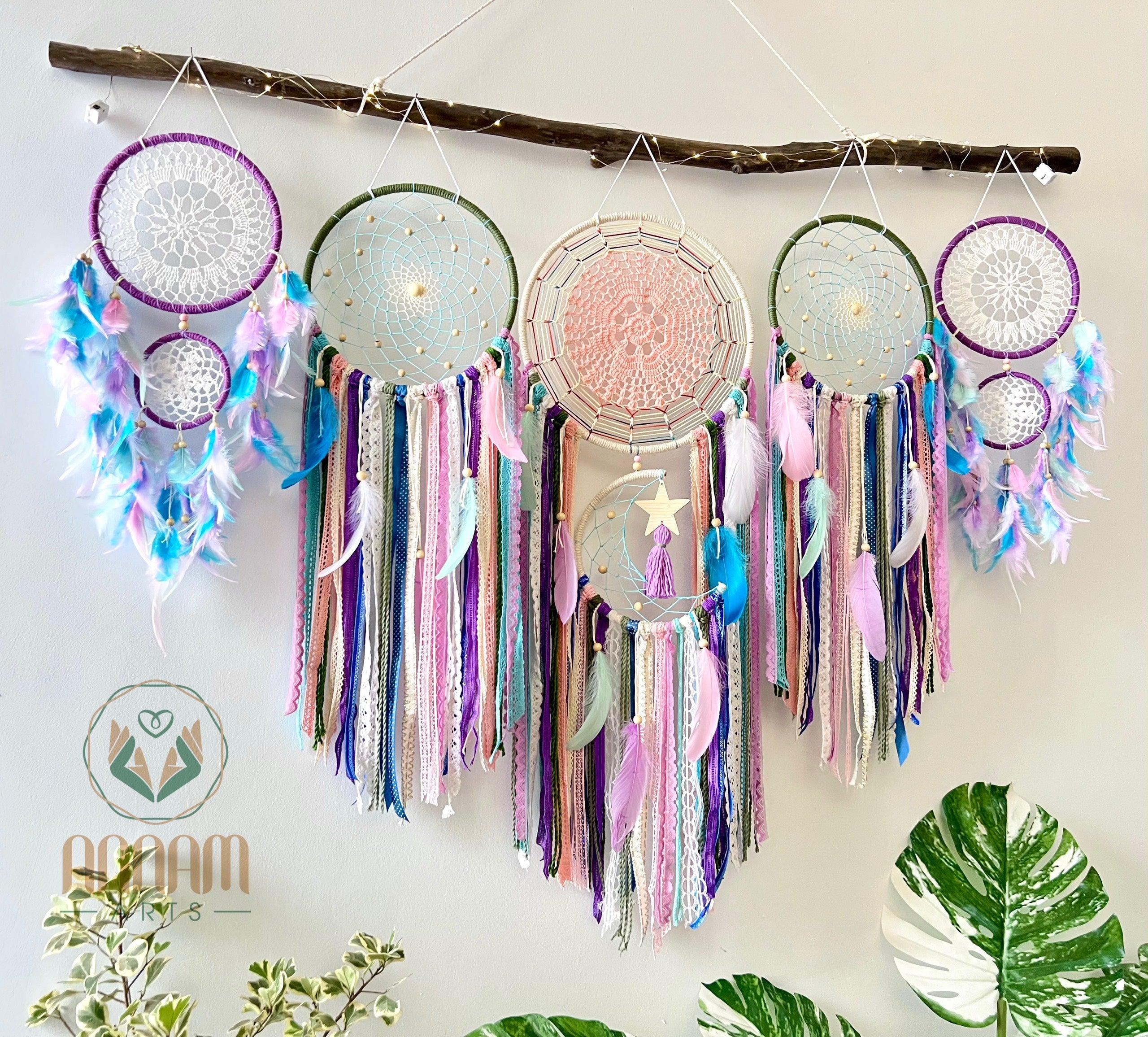 Large colorful dreamcatcher set moon and stars SD08