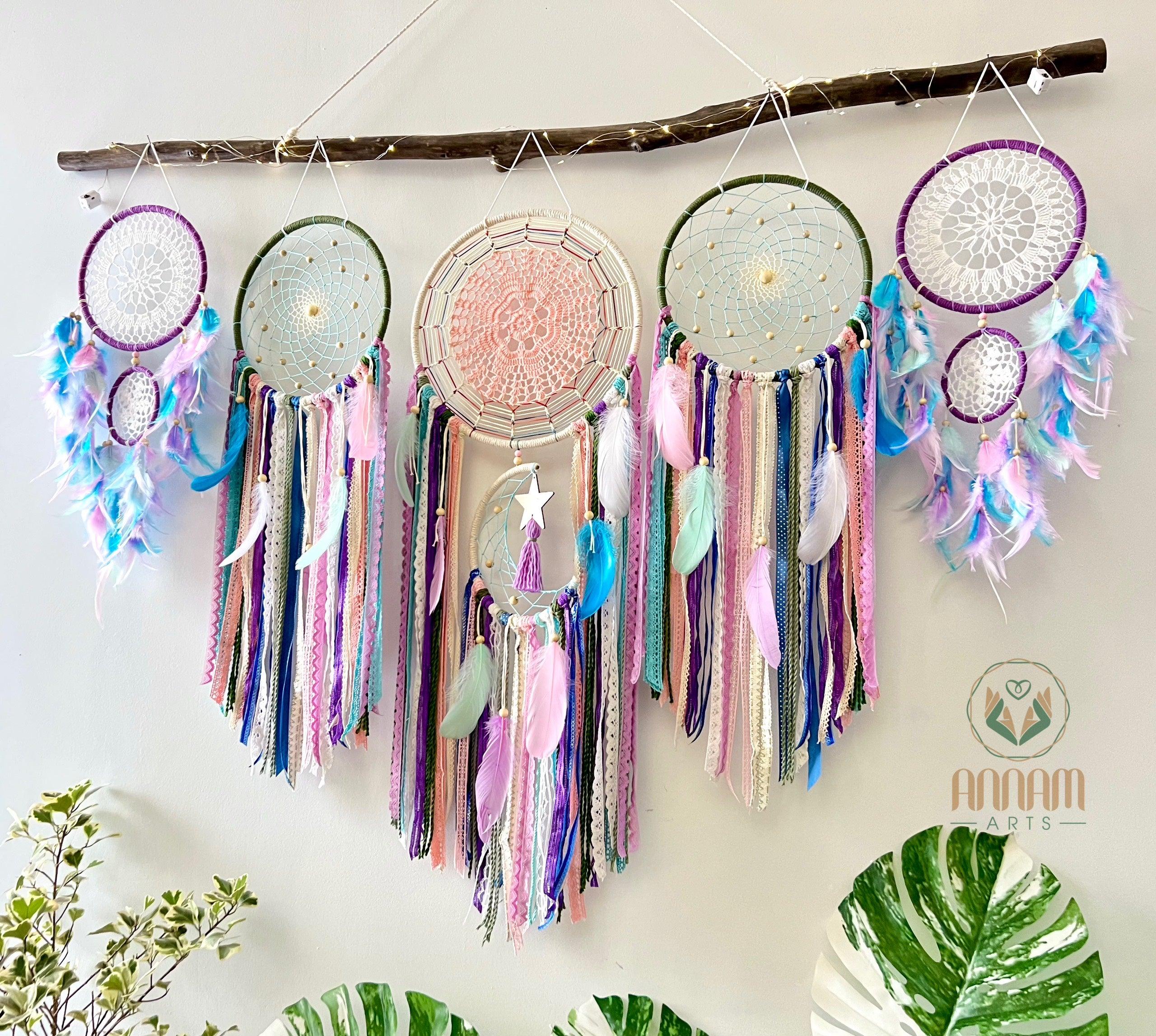 Large colorful dreamcatcher set moon and stars SD08