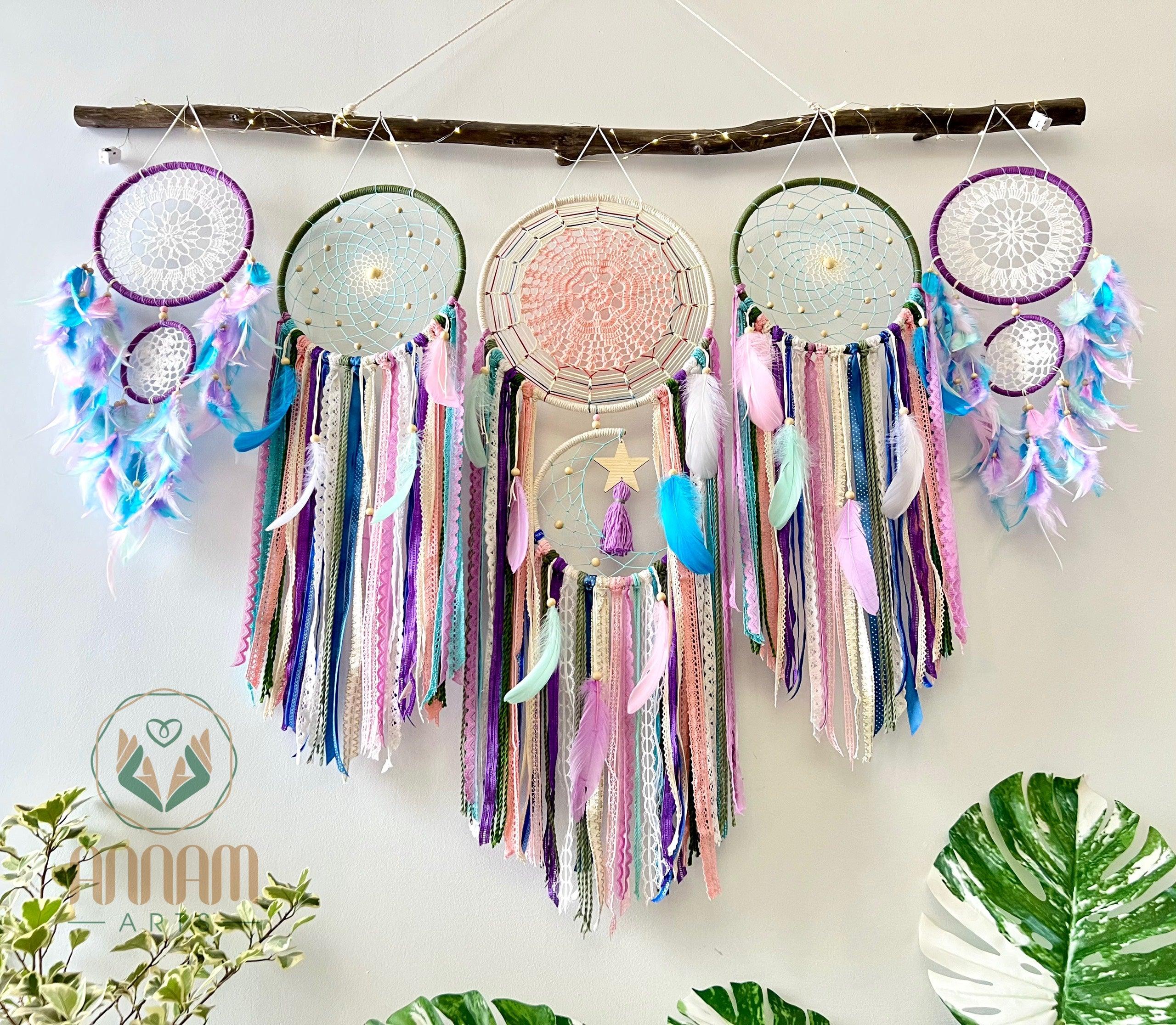 Large colorful dreamcatcher set moon and stars SD08