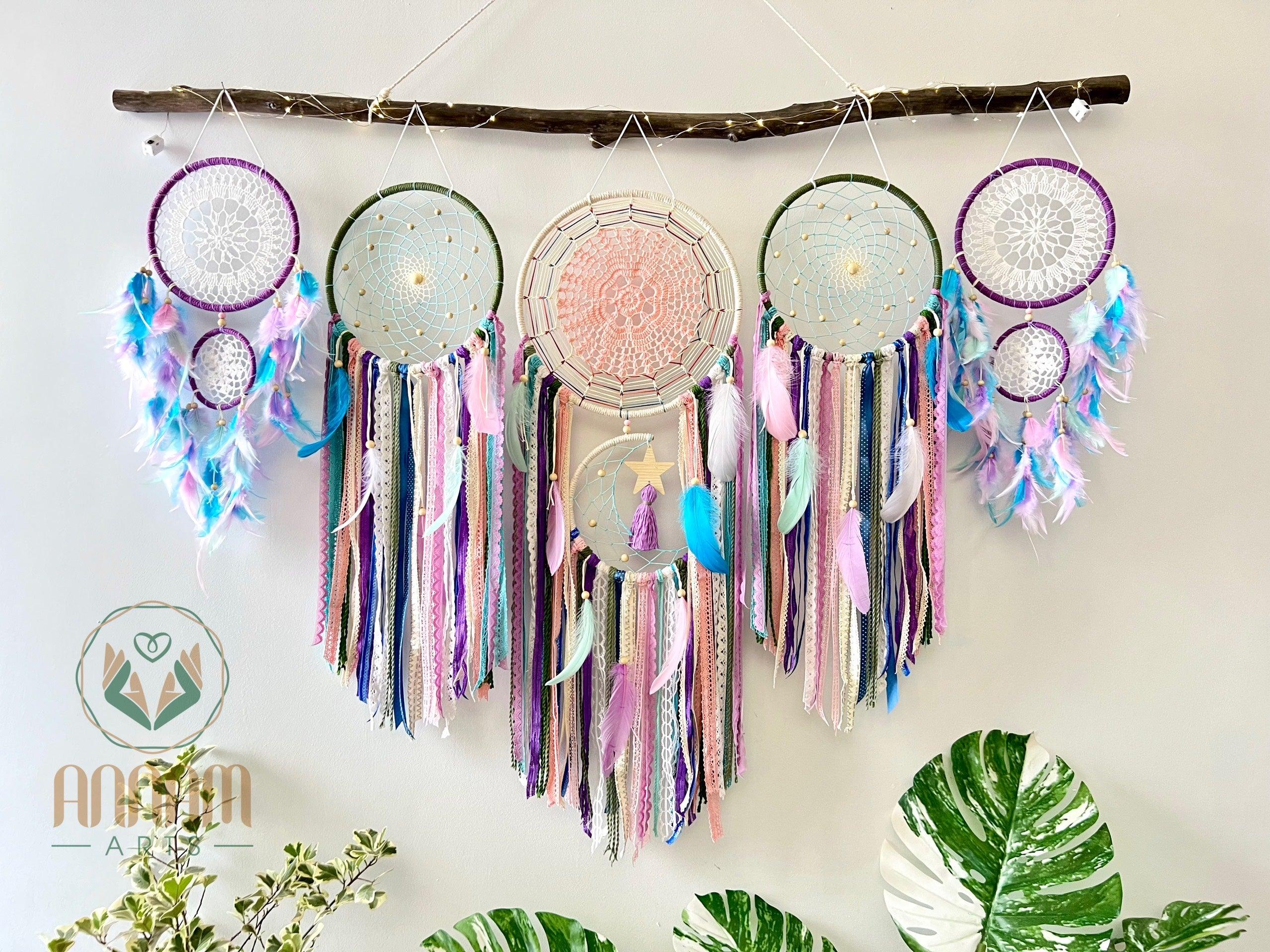 Large blue dreamcatcher set moon and stars SD08