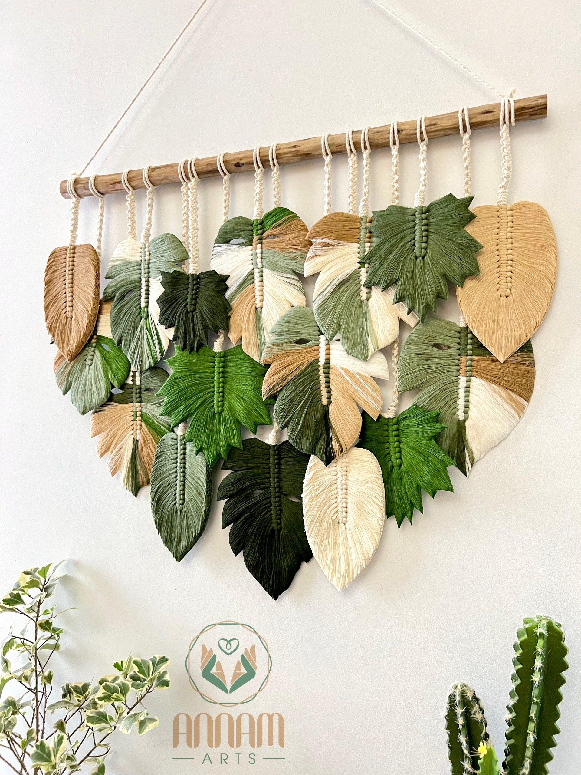 Monstera leaves and maple leaves wall hanging LM08