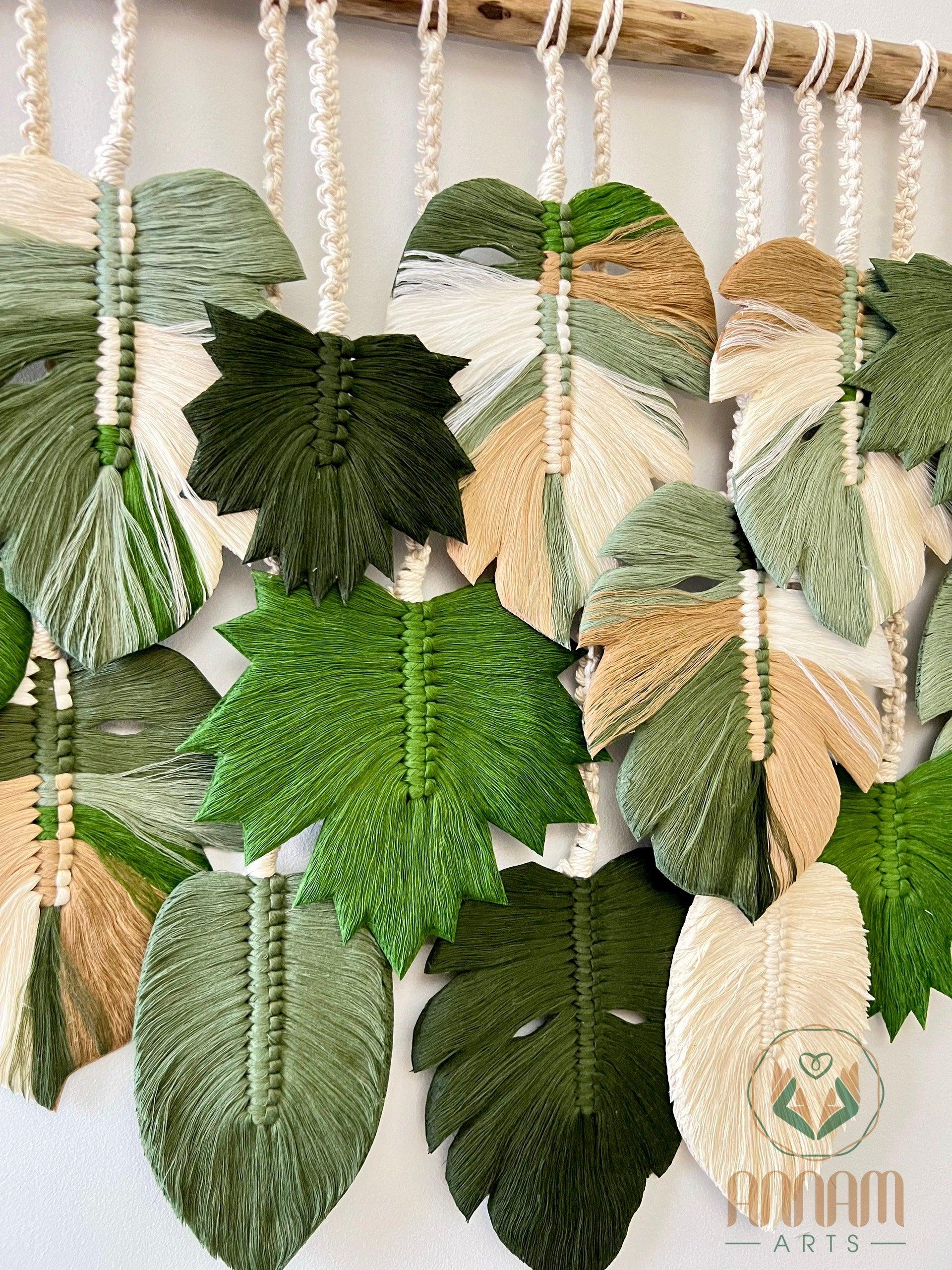 Monstera leaves and maple leaves wall hanging LM08