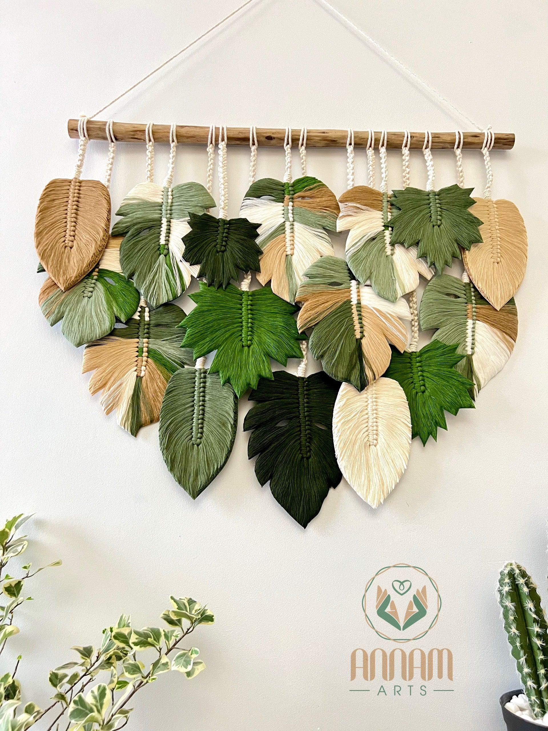 Monstera leaves and maple leaves wall hanging LM08