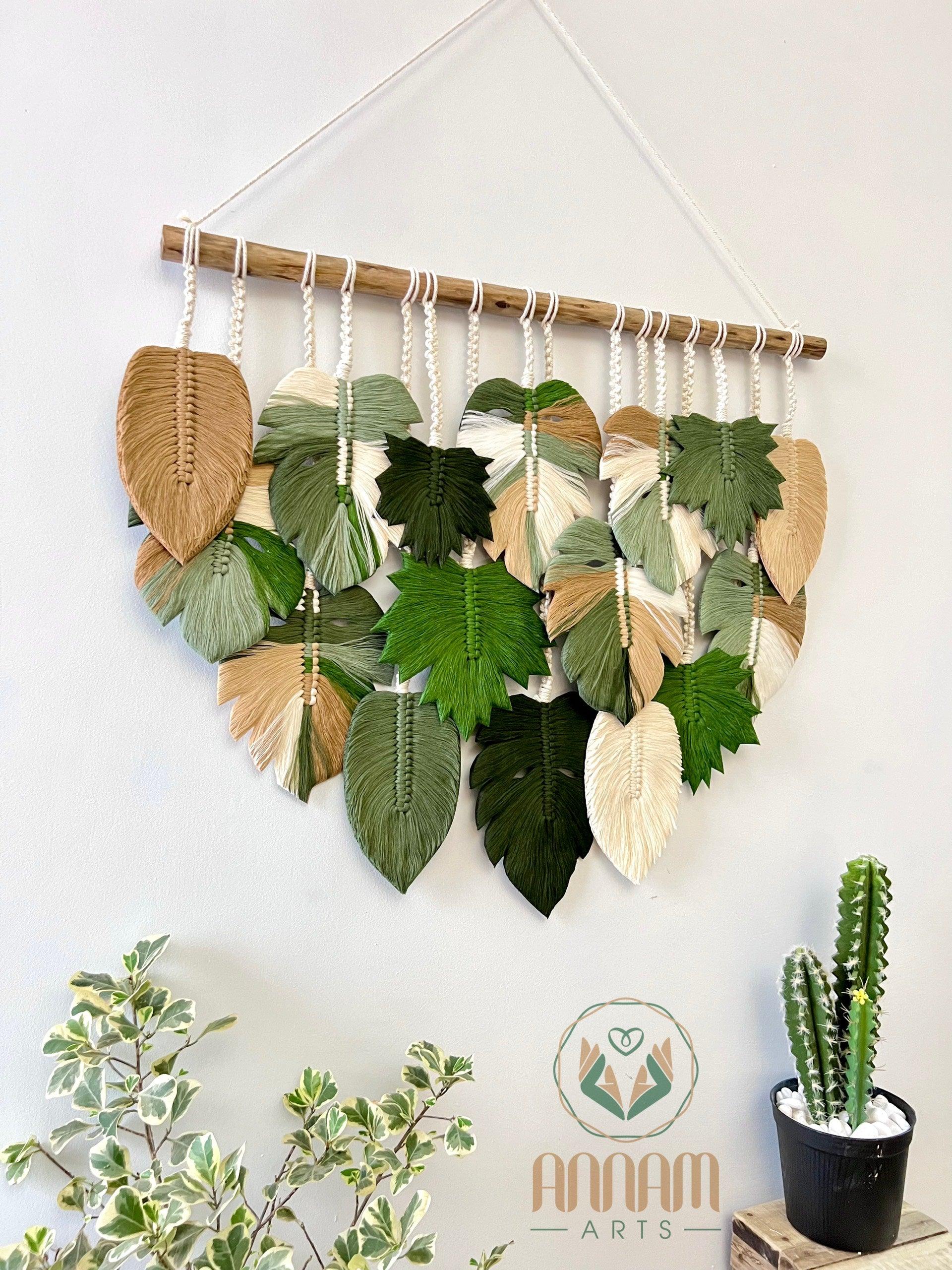 Monstera leaves and maple leaves wall hanging LM08