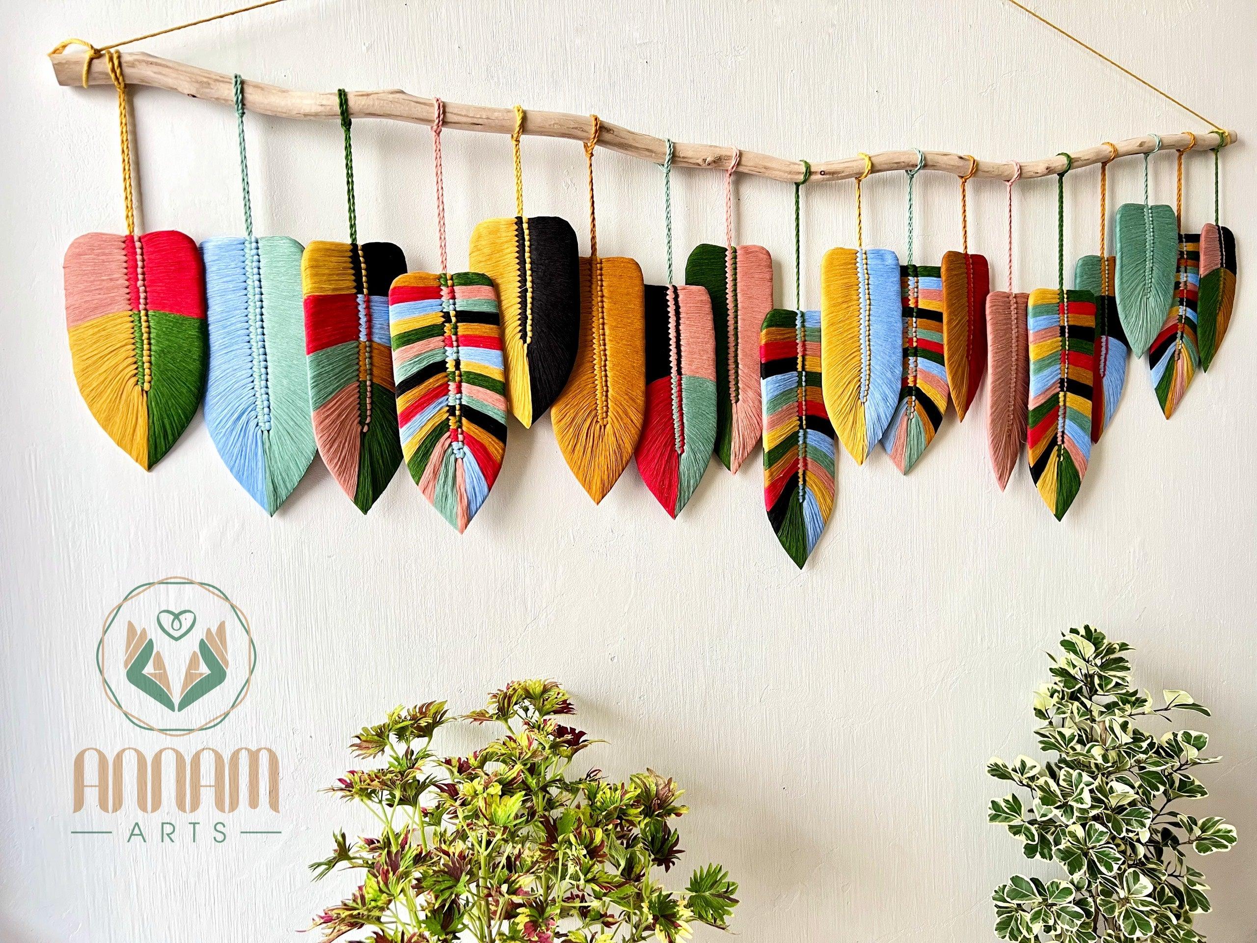 Large boho colored macrame wall hanging LM10