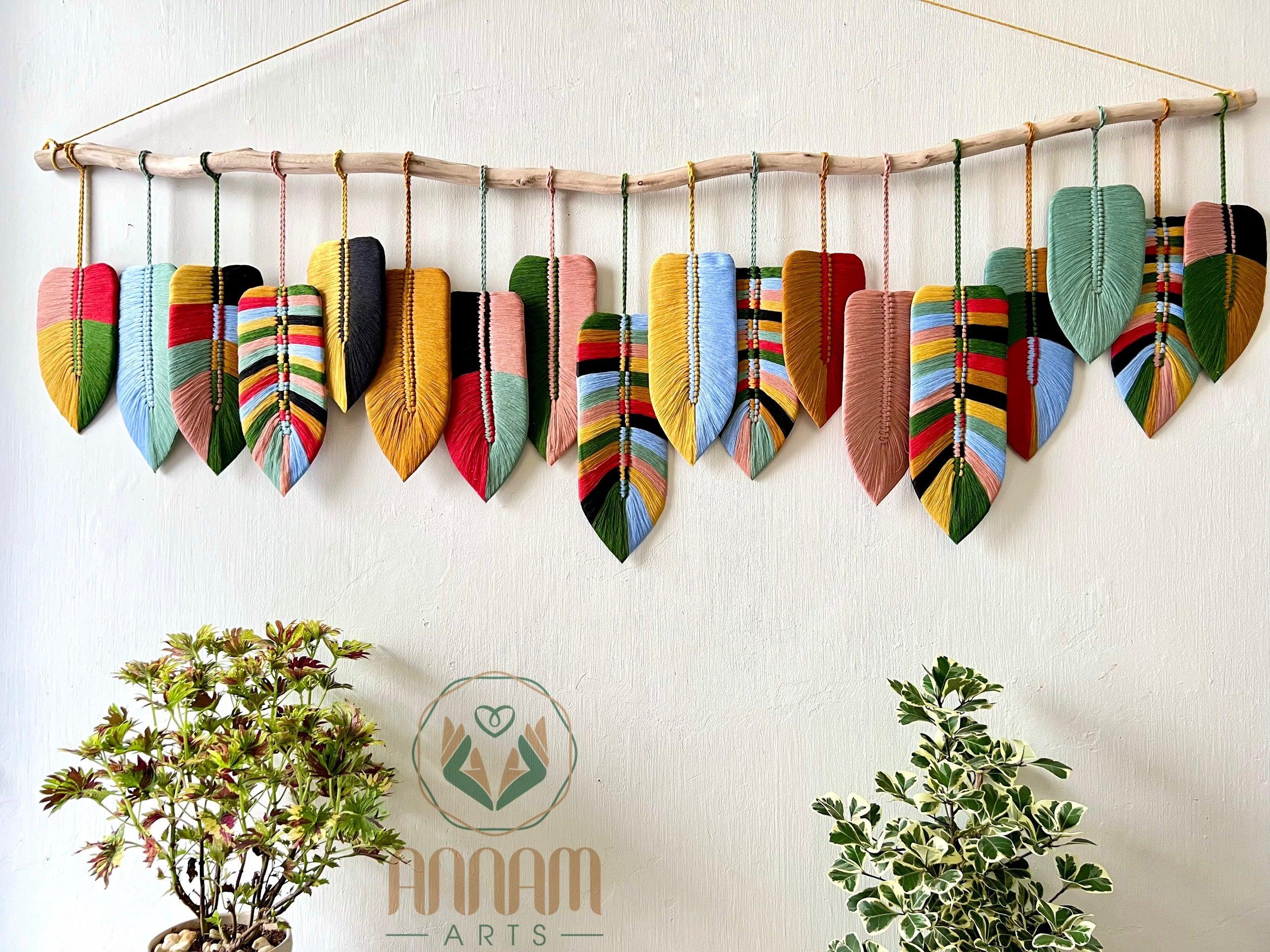 Large boho colored macrame wall hanging LM10