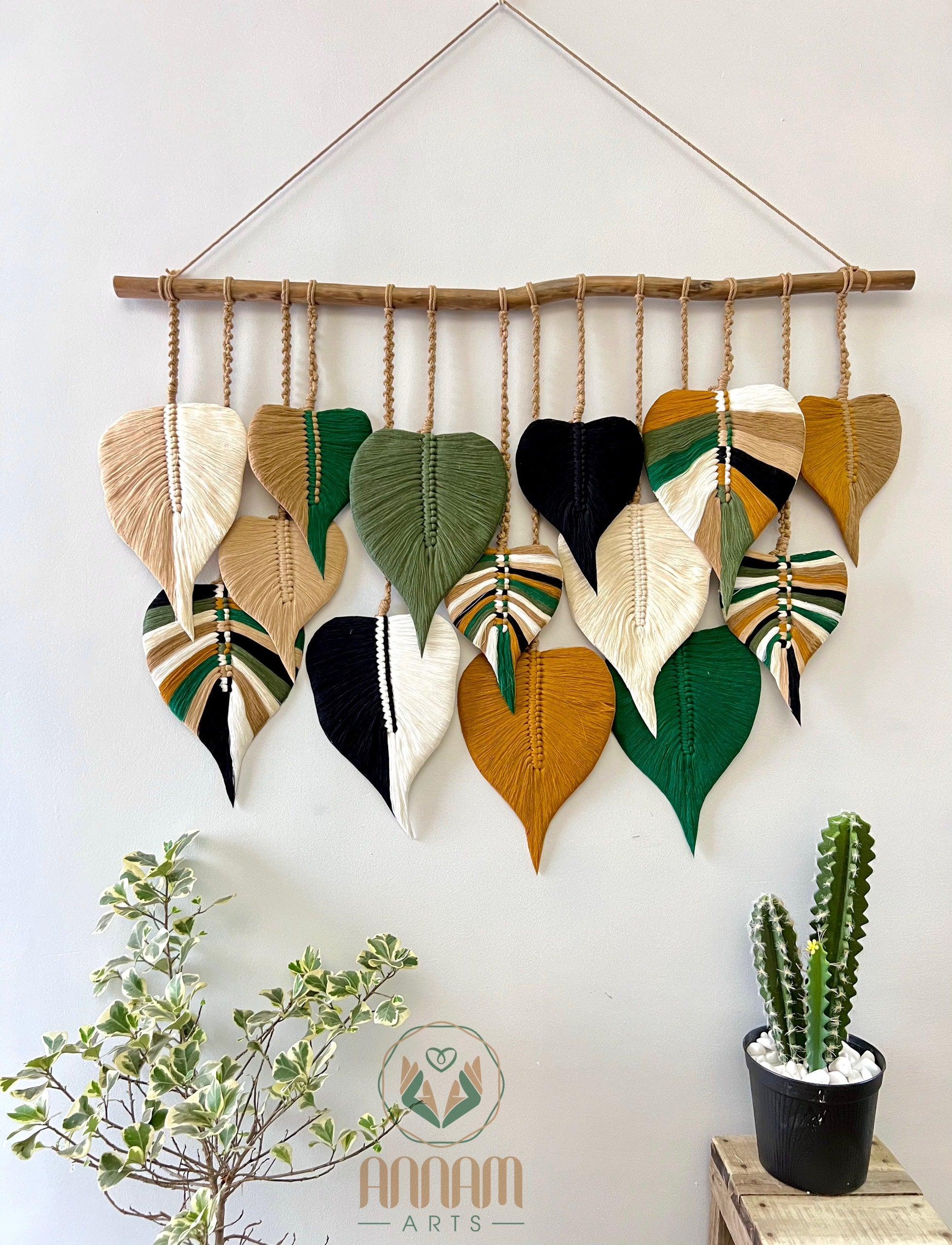 Macrame linden leaf large wall hanging LM12