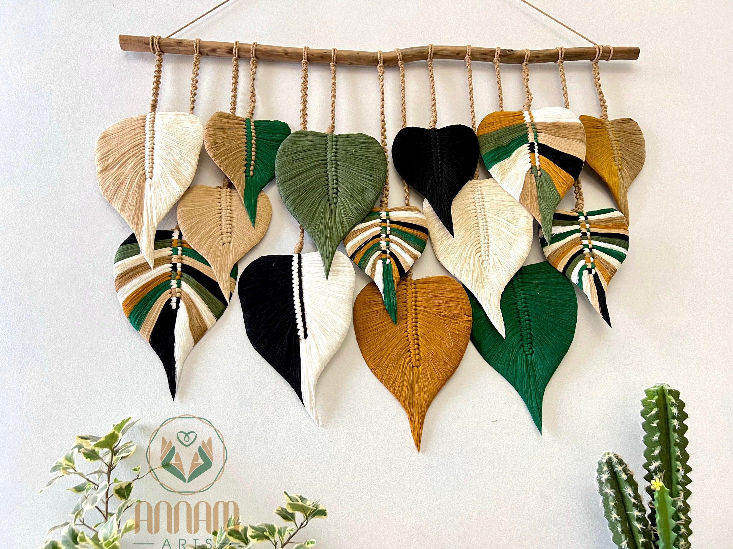 Macrame linden leaf large wall hanging LM12