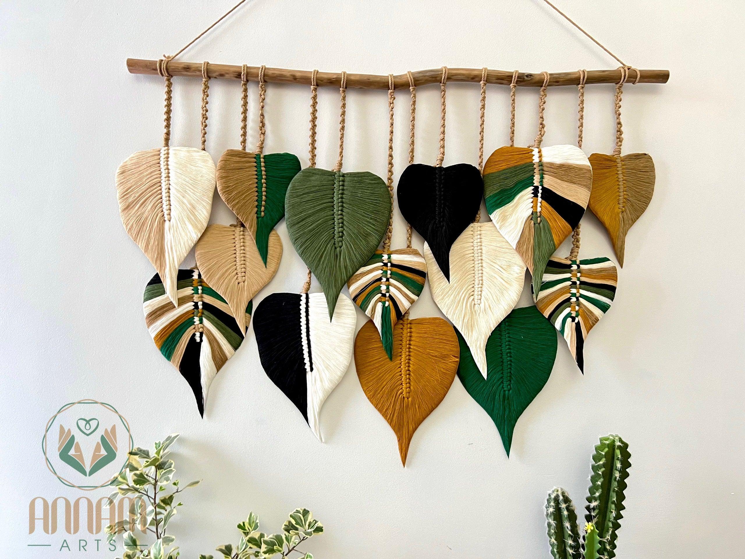 Macrame linden leaf large wall hanging LM12