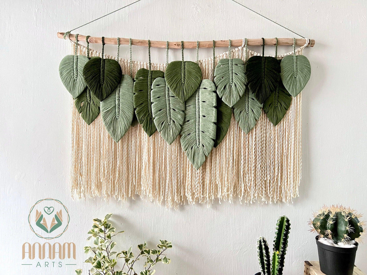 Monstera macrame large leaf wall hanging LM13