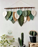 Green macrame leaf home decoration art LM04