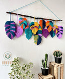 Monstera macrame leaf wall hanging LM03