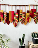 Large macrame leaf wall hanging in red tone LM10